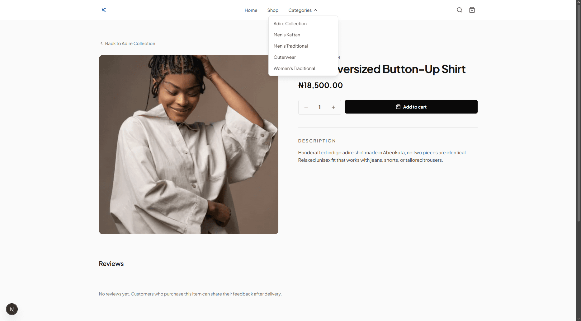 Zylo product detail page — product image, price, quantity selector, and Add to Cart button above a reviews section.
